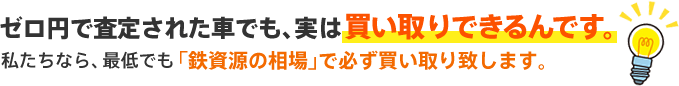 ゼロ円で査定された車でも、実は買い取りできるんです。